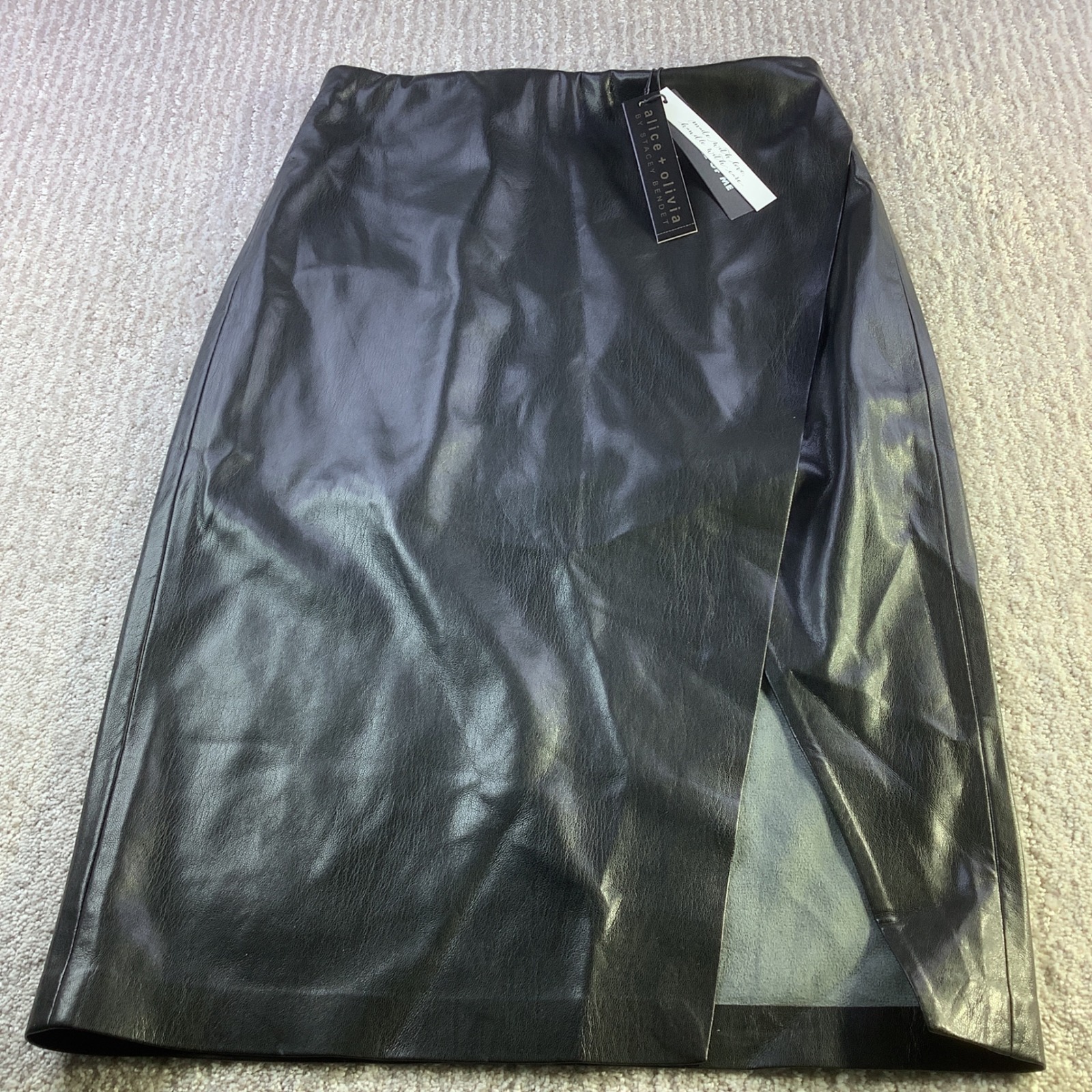 Faux Leather Black Midi Skirt - Brand Unknown